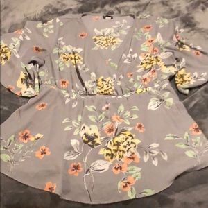 Gray Floral Torrid Top 1X